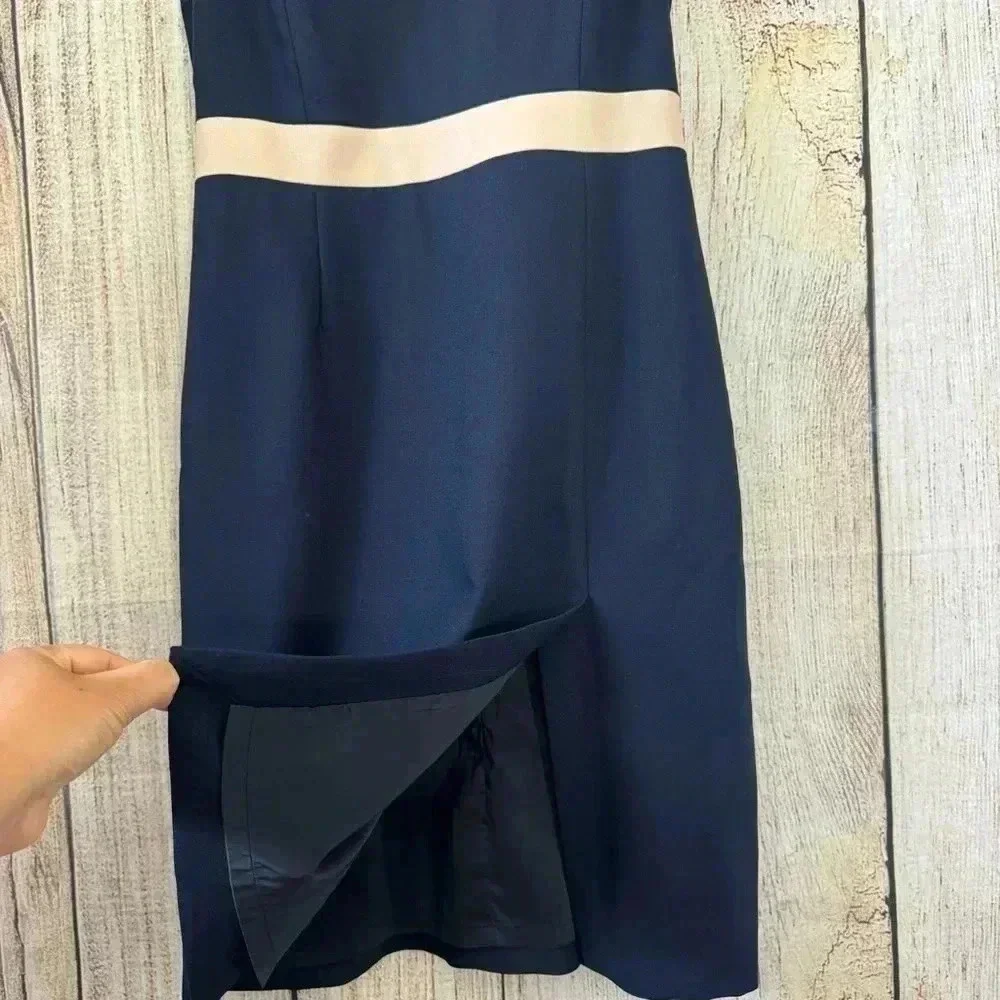 J.Crew Womens Navy Crepe Gwen Sleveless wool dress size 2